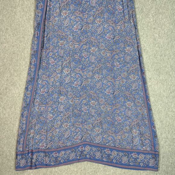 J. jill Border Print Maxi Dress In Clear Blue Gentle Paisley Border Size Large - Picture 4 of 9